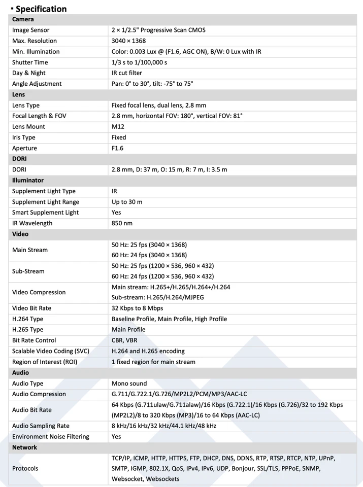CMIP384PW-28SDL IP 4MP Panoramic 2 Way Audio Alarm Deep Learning Turret Camera - Image 3 of 4
