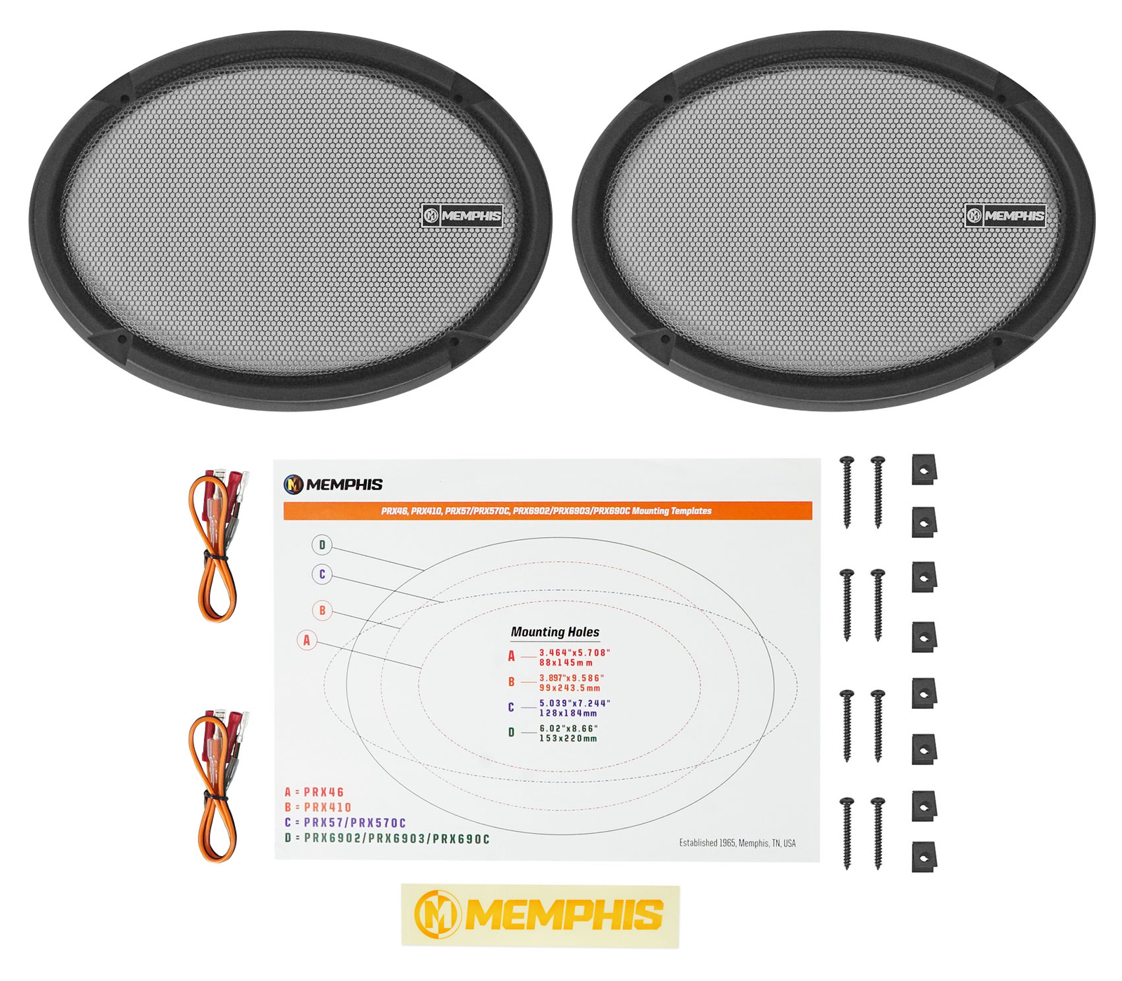 Пара автомобильных динамиков Memphis Audio PRX6902 6x9 мощностью 120 Вт с поворотными твитерами PEI Dome
