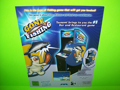 JVL Corp Tsunami Gone Fishing Original NOS Video Arcade Game Promo Sales Flyer