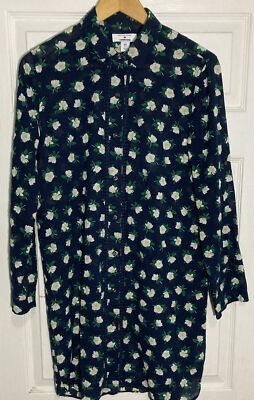 Draper James X Lands End Shirt Dress Navy Blue Magnolia Floral Size XS