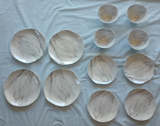 Melamine Dinnerware Set 12 Pcs, White Marble ...