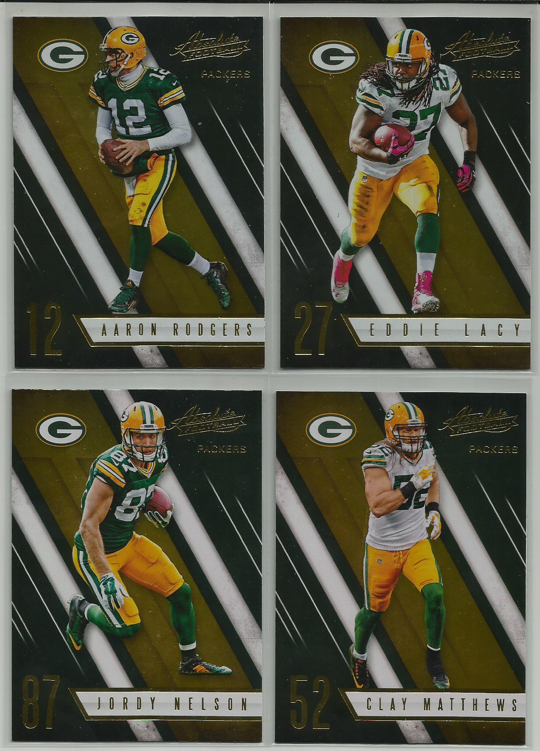 2016 Panini Absolute Green Bay Packers Team Set 4 Cards Aaron Ro