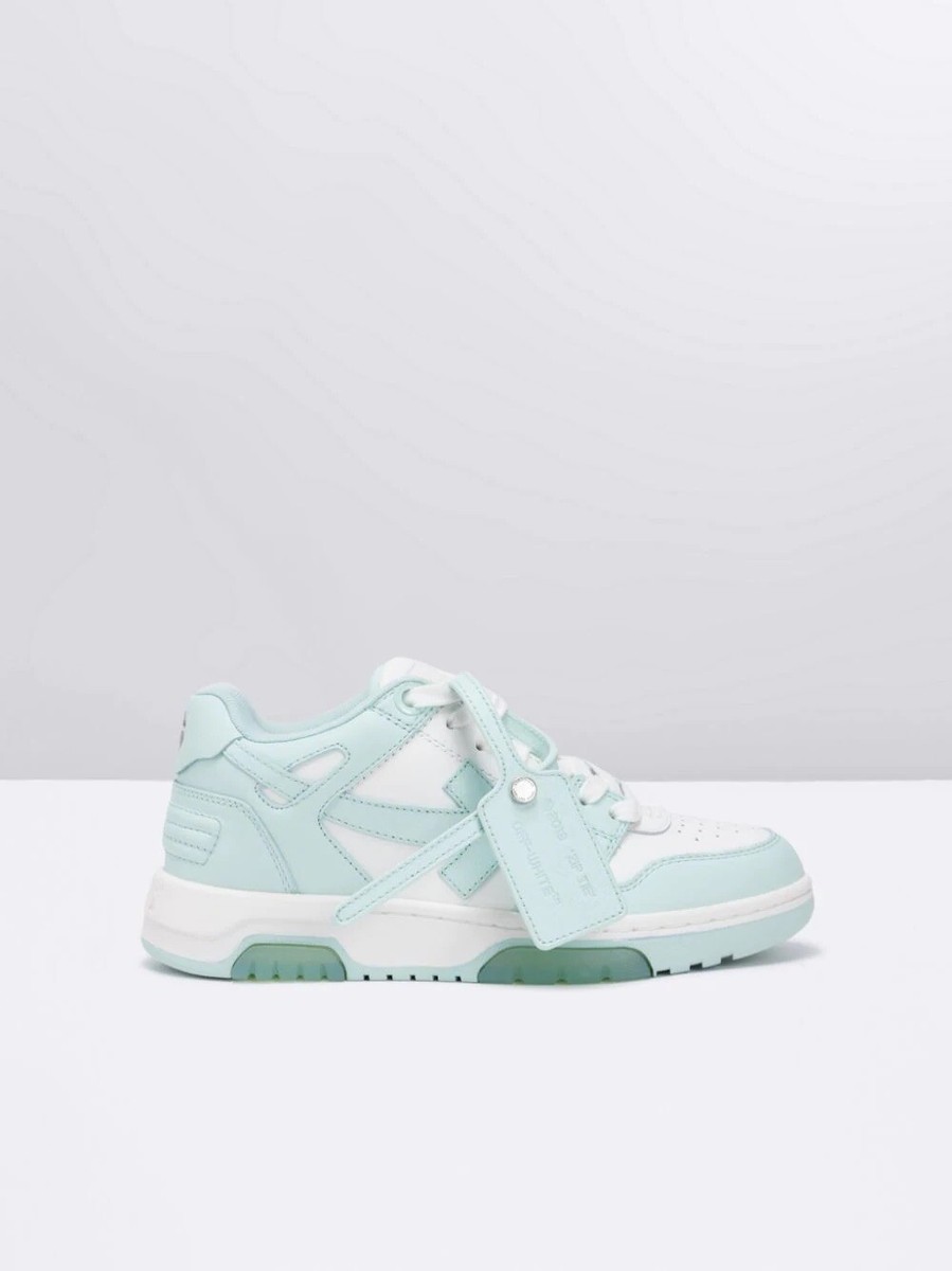 【関税&送料込み】Off-White 'Floating' Green Leather Sneak Off-White Out Of Office Sneaker in White/Mint sz 38 New in