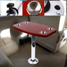 Marine Boat RV Adjustable Table Pedestal Removable Base +Varnished elm Table Top