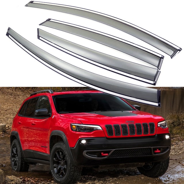 4x Car Window Visor Vent Deflector Sun/Rain Guards for Jeep Cherokee