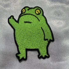 Frog Flipping Off the World Iron On Embroidery Patch
