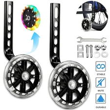 Training Wheels Bicycle for 12/14/16/18/20Inch Bike W/Flash Light Wheel 1Pair