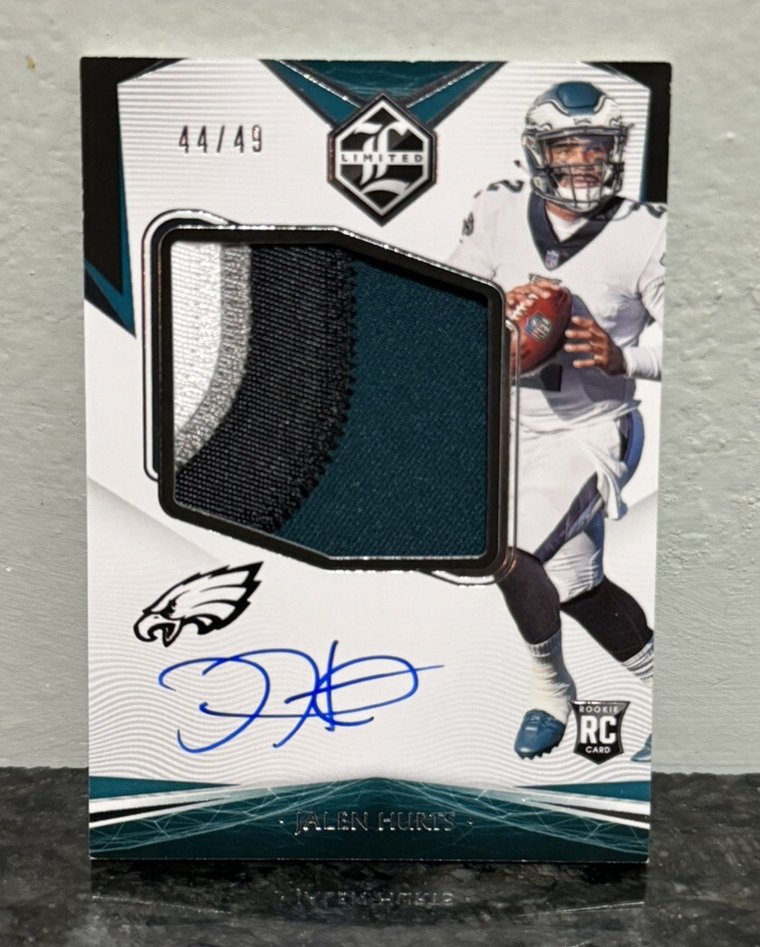2020 Panini Limited Jalen Hurts RC Rookie Patch Auto 4 Color RPA /49