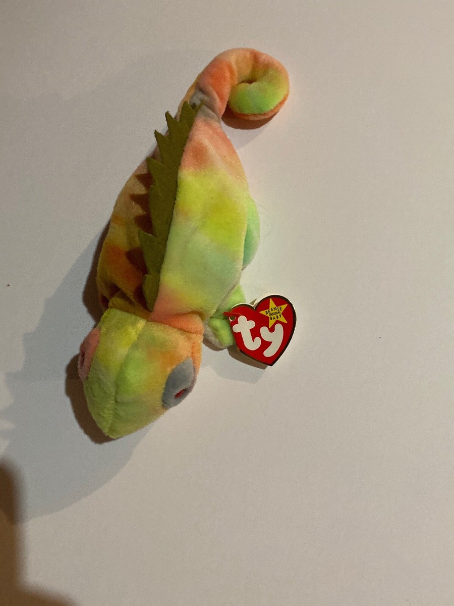 【超希少】ty ビーニーベイビーズ Iggy 最初期エラーモデル トゲ無し舌あり Ty Beanie Baby Iggy 1997 Multi color, red eyes. Mint condition