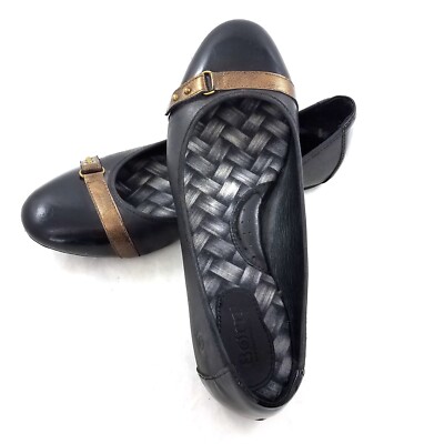 Born Black Leather Patent Cap Toe Ballet Flats Comfort Shoes Womens 9 | eBay