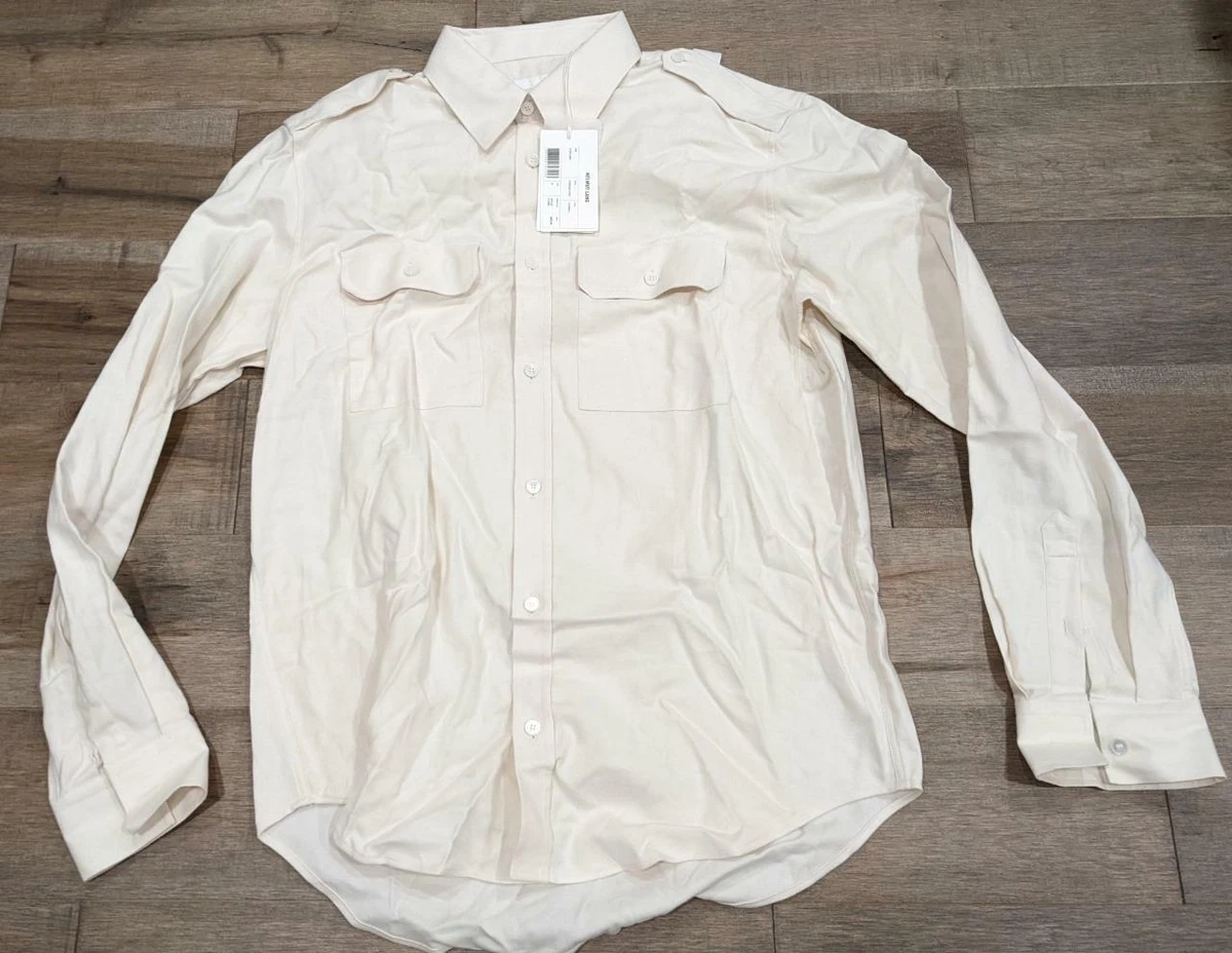 $425 Mens HELMUT LANG LS Strap Button Up Sport Shirt Beige Medium