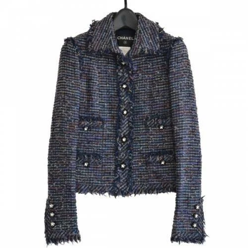 Giacca Tweed Mista Chanel 05A Bottone Stella Usata Taglia 34 Colore Mix Navy