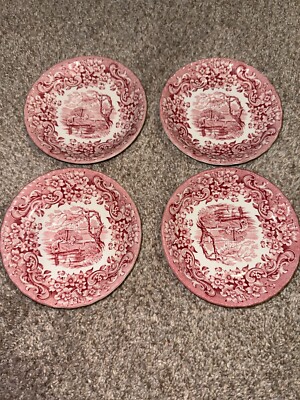 Royal Tudor pink/red and white saucers set/4