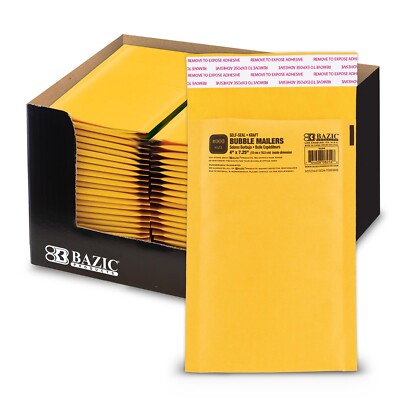 BAZIC 4'' X 7.25'' (#000) Self-Seal Bubble Mailers-pack of 50