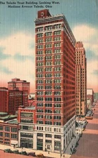 Toledo Trust Building Looking West Madison Avenue Toledo Ohio Vintage Postcard