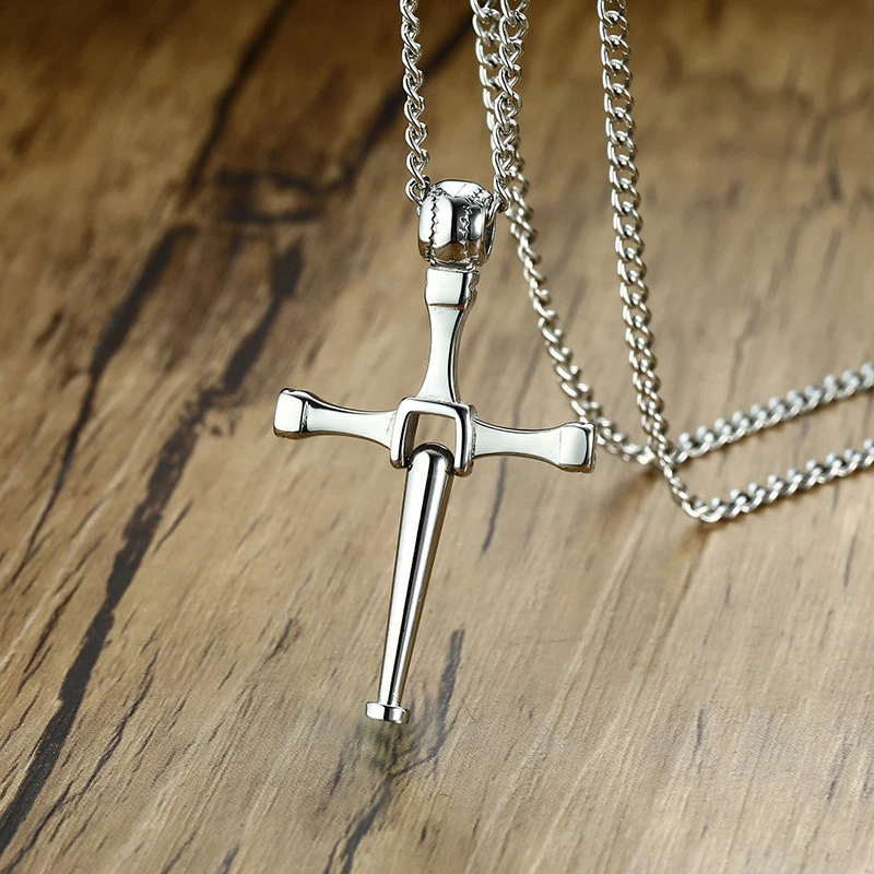 Silver Baseball Bat Cross Design Pendant Men Necklace Chain Sport