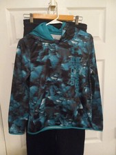 Boys Under Armour Loose Cold Gear Marine Blue  Black Hoodie Sweatsuit Size:YXL
