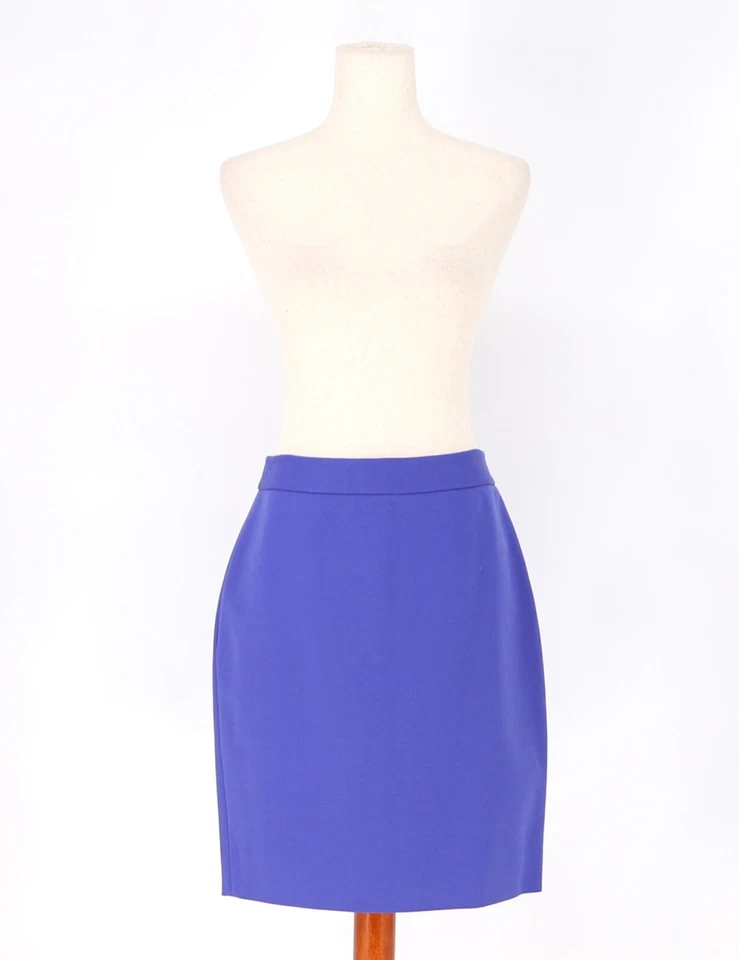 NUEVO SIN ETIQUETAS KATE SPADE Judy Falda Lápiz Algodón Tono Dorado Cremallera en Azul Violeta Talla 6 Foto 3 de 4