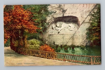 Löwendenkmal Luzern Switzerland Postcard 4055 E. Goetz Kunstanstalt +S