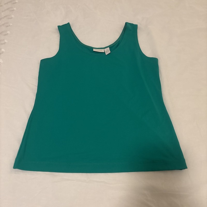 Women’s Chico's Size 1 Tank Top, Nylon Scoop Neck Kelly Green EUC