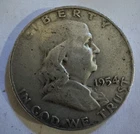 1954 Franklin Half Dollar, 90% Silver, Very Nice, Low Mintage!🔥