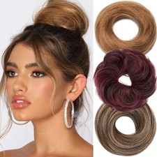 100 Real Human Natural Curly Messy Bun Hair Piece Scrunchie Updo Extensions 1Pc