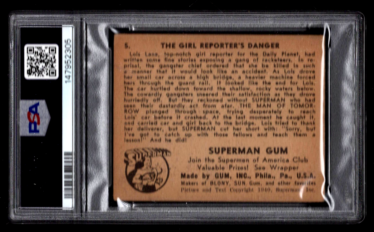 1940 SUPERMAN THE GIRL REPORTER'S DANGER LOIS LANE RC #5 PSA 2
