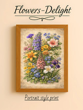 BOTANICAL VINTAGE FLOWER   A4 PRINT POSTER PICTURE WALL ART HOME DECOR  GIFT NEW