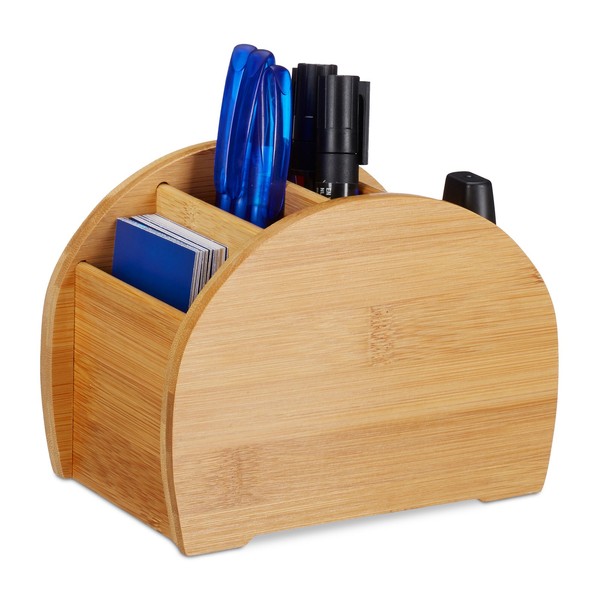 Stiftehalter Stiftebox Schreibtisch Organizer Stiftebecher 4 FäCher Bambus-image