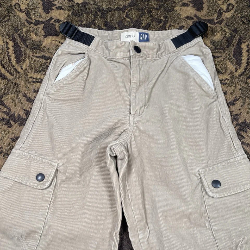 Vtg Y2K Old Navy Wide Leg Cargo Pants Boys Size 10 Khaki - Image 2 of 4