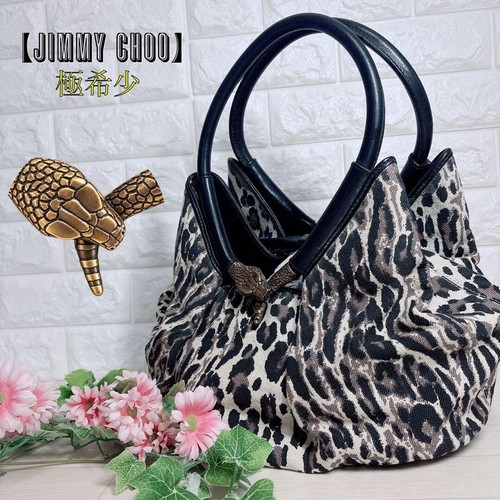 JIMMY CHOO Handbag Leopard Leather Vintage From Japan