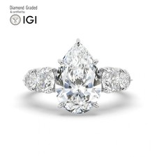 Pear Diamond Engagement Ring Platinum Labgrown 4.50 Ct Solitaire