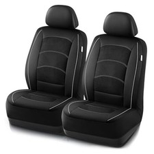 Car Seat Covers, Leather Front Seat Covers with Piping, Air Front seat Gray