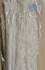 David's Bridal White Strapless Lace Beaded Sheath Wedding Dress Size 8 518151
