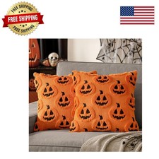 Elegant Halloween Pumpkin Throw Pillow Covers 18x18 Pack of 2 - Modern Touch
