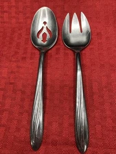International Silver Superior Stainless Dynamic Vtg USA slotted spoon and Fork