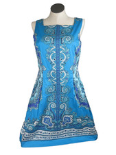 rsvp by Talbots 14P Dress Blue Medallion Fit & Flare Lined Sleeveless