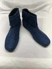 Comfortview Marion Women’s NWOB Blue Fabric Fringe Boots Side Zip Size 12M