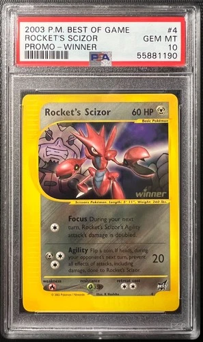 2003 Pokemon Rocket's Scizor Best of Game 4/9 Holo Promo - Winner PSA 10