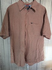 Wrangler Men s Shirt XL Short Sleeve Orange Plaid Cotton Button Up