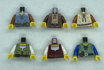 6 X LEGO Castle Peasant Town Villager Minifigure Fig Torsos Medieval A4