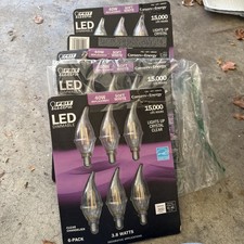 Feit Electric LED Dimmable Clear Chandelier Light Bulbs 3.8W 6-pack 300 Lumens 7