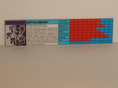 G1 TRANSFORMER MICROMASTERS BATTLE SQUAD TECH SPEC LOT # 1