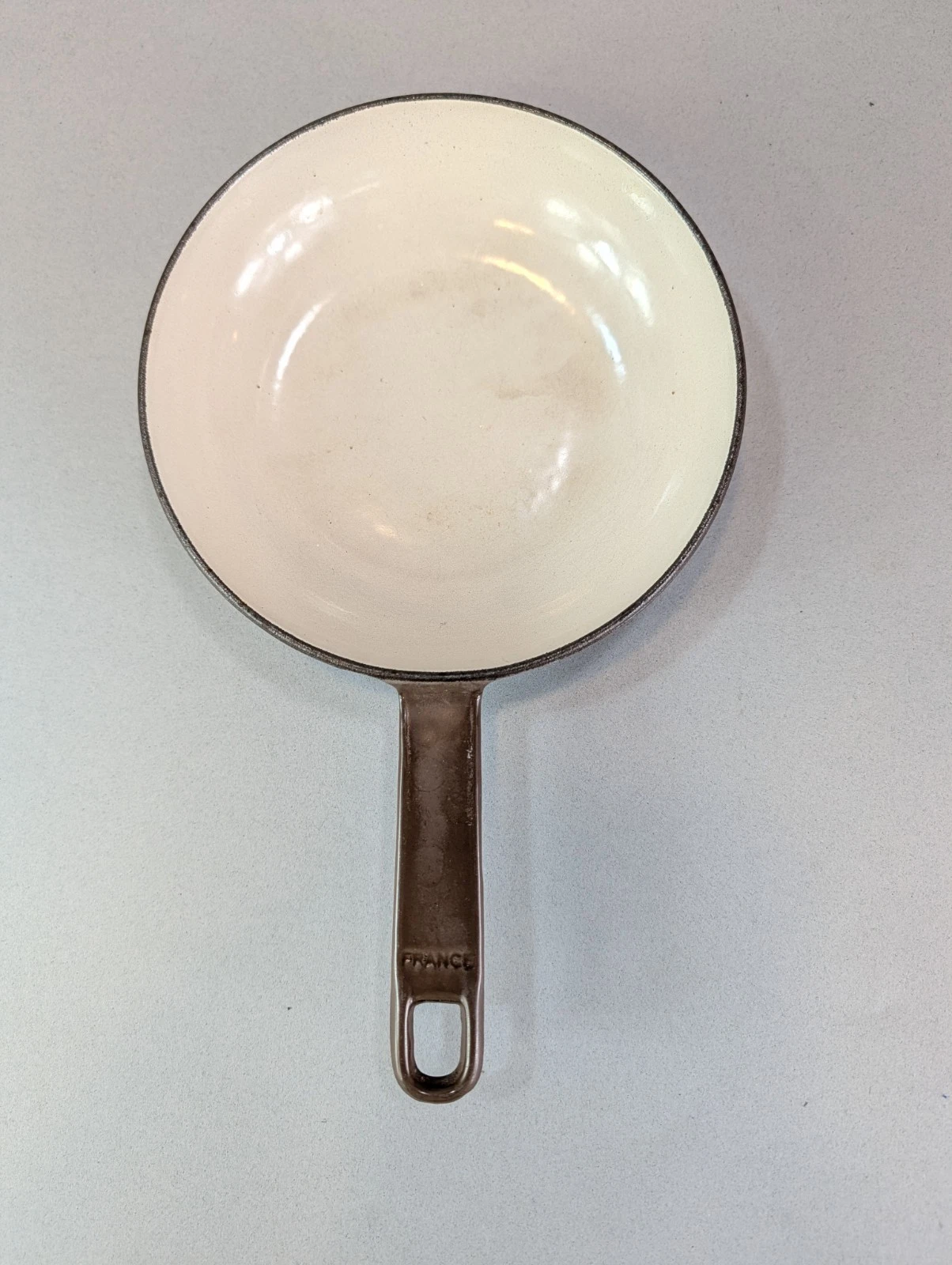 Le Creuset Cousances Brown Enamel Cast Iron Skillet Vintage 6.5"