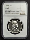 1953 Franklin Half Dollar Proof Graded By NGC PF 67 PR67 Spotless Coin 50C