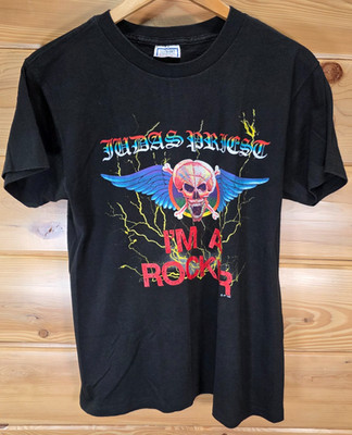 VTG Judas Priest Im A Rocker Ram It Down Shove It Up 1988 T Shirt Medium 80s