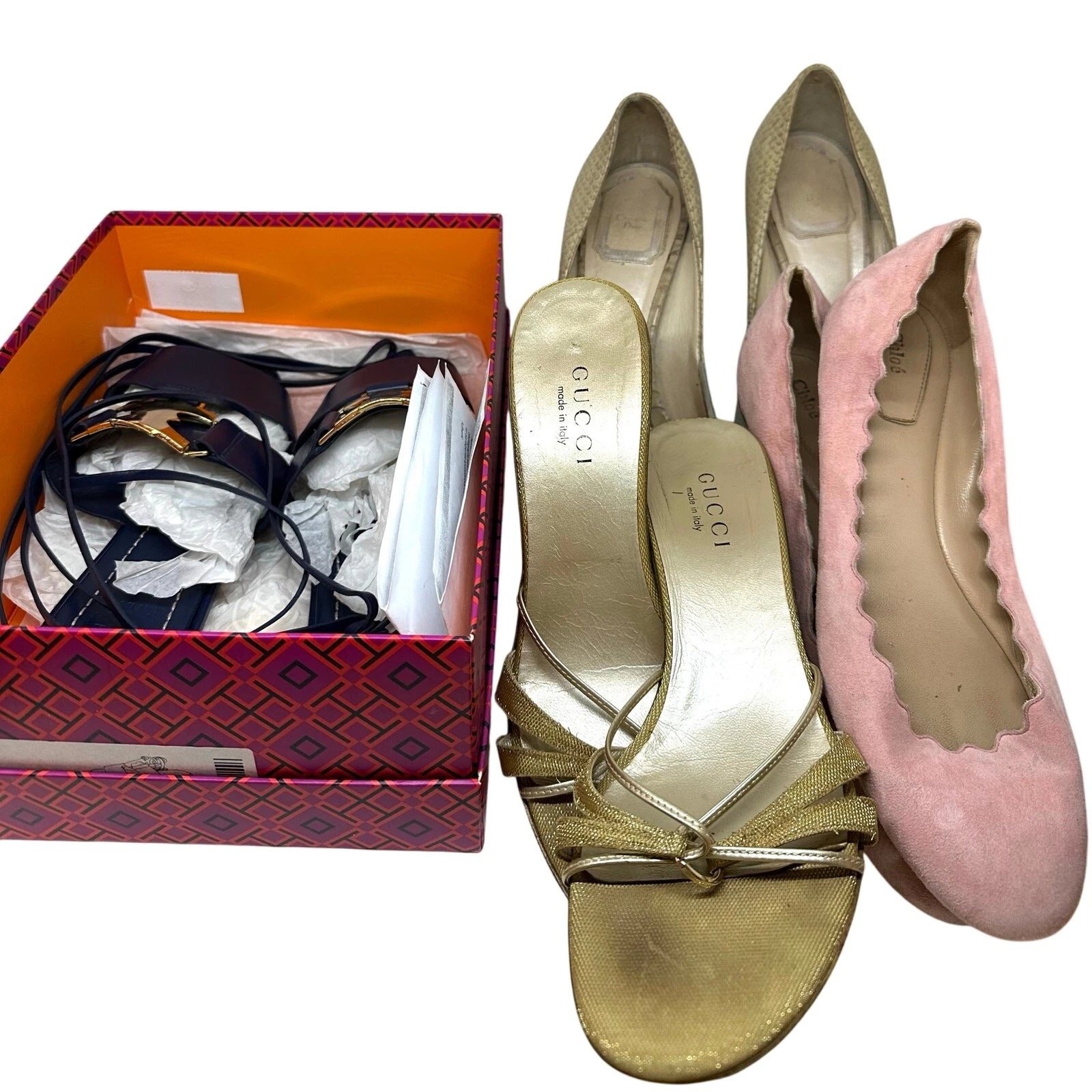 Lot chaussures créateur bricolage pour projet/nettoyage/réparation Gucci Dior Chloe Tory Burch 