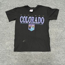 Hanes T-Shirt Kids Size Large 14-16 Black Durango Colorado Souvenir Made in USA