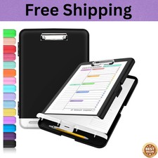 Clipboard with Storage, Heavy Duty Side-Opening 8.5x11 Board with Pen Holder
