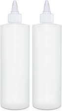 Condiment Squeeze Bottles, 12 OZ Empty Squirt Bottle with Twist Top Cap, Leak Pr